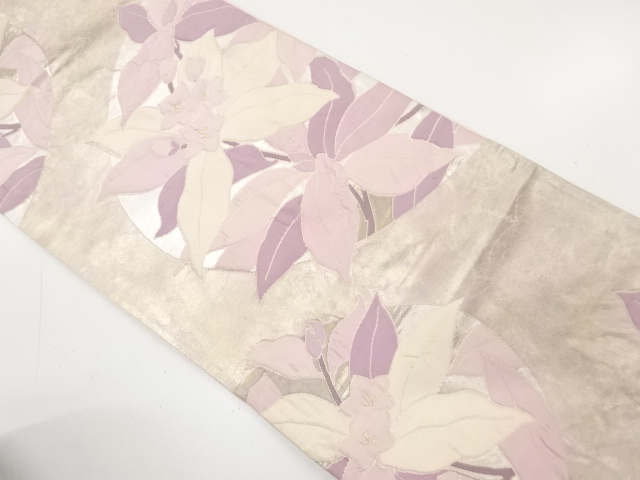 JAPANESE KIMONO / ANTIQUE FUKURO OBI / SILK / WOVEN BRANCH FLOWER